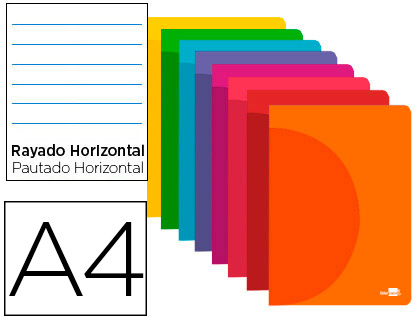 Libreta escolar Liderpapel 360° A4 48h 90g/m² horizontal tapa de plástico colores surtidos